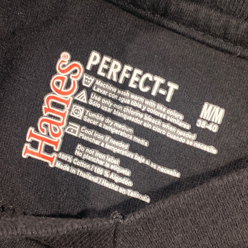 Hanes Perfect-T Mens Medium Black V-Neck Short Sleeve 100% Cotton T-Shirt